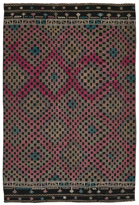 5x8 Vintage Turkish Cicim Kilim Rug - 51222