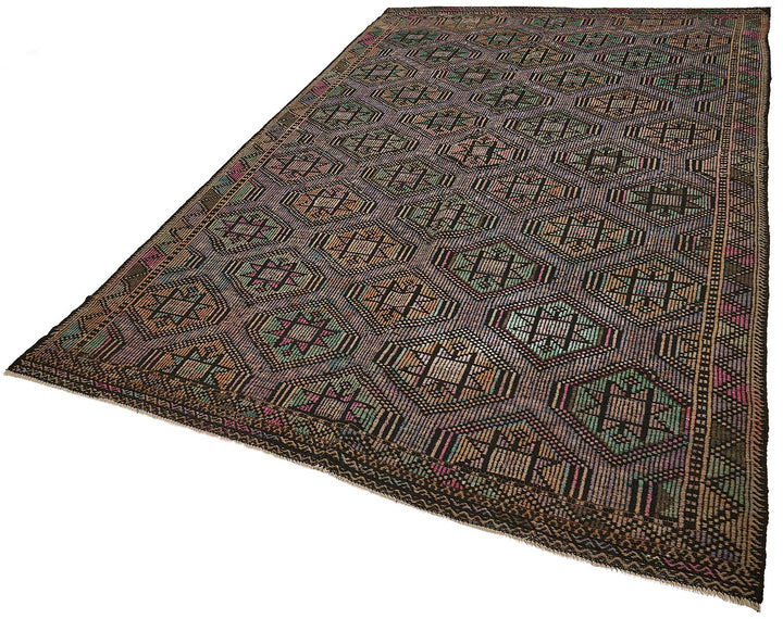 7x11 Vintage Turkish Cicim Kilim Rug - 51226