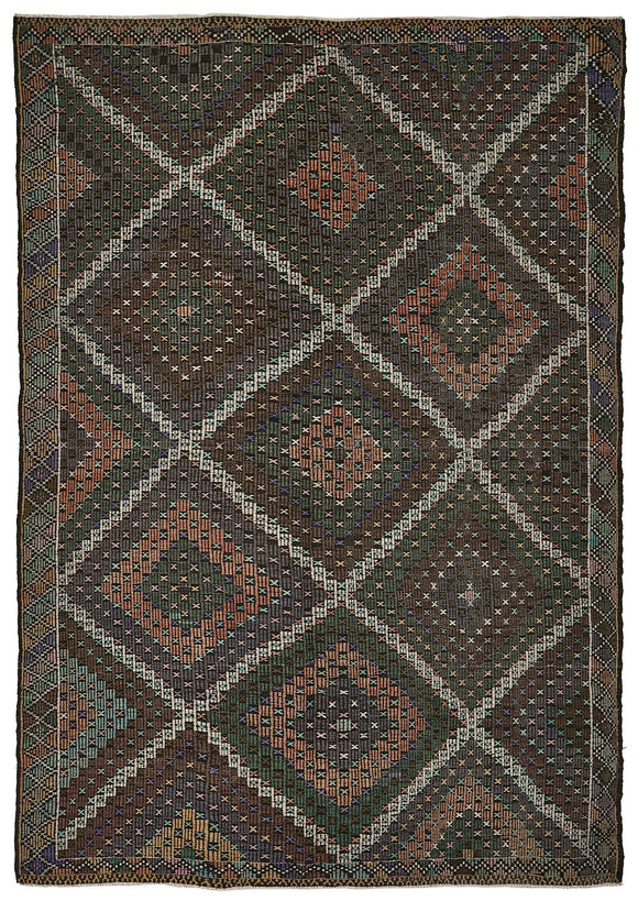 7x11 Vintage Turkish Cicim Kilim Rug - 51233