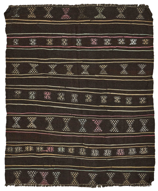 6x7 Vintage Turkish Goat Hair Kilim Rug - 51234