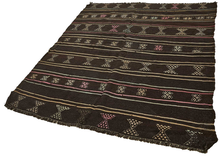 6x7 Vintage Turkish Goat Hair Kilim Rug - 51234