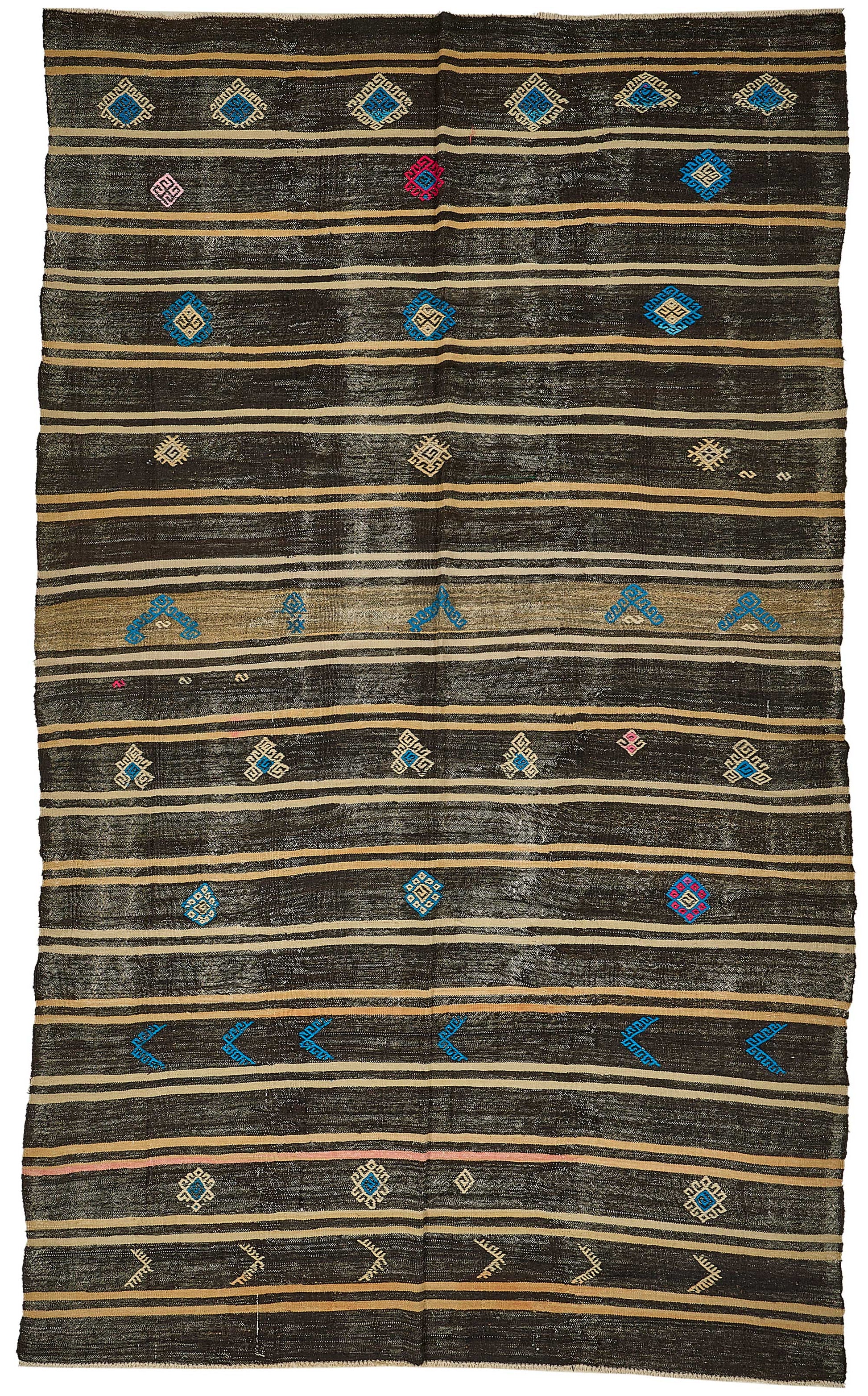 7x12 Vintage Turkish Goat Hair Kilim Rug - 51236