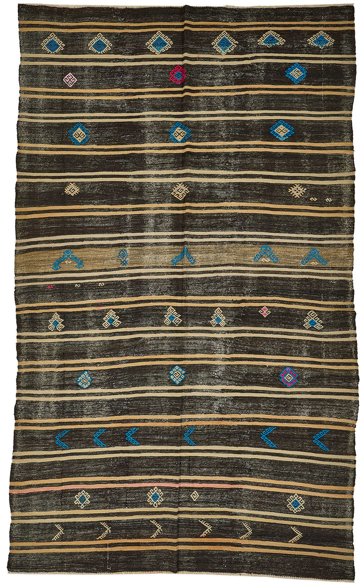 7x12 Vintage Turkish Goat Hair Kilim Rug - 51236