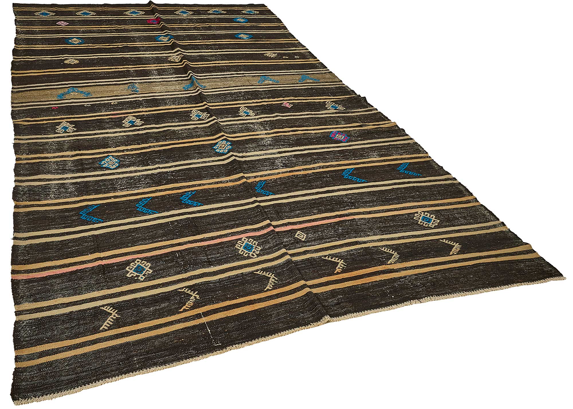 7x12 Vintage Turkish Goat Hair Kilim Rug - 51236