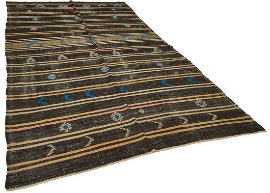 7x12 Vintage Turkish Goat Hair Kilim Rug - 51236