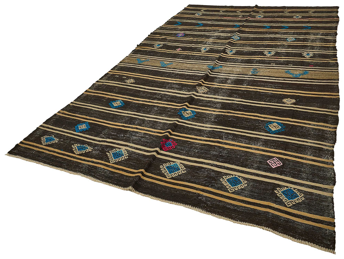 7x12 Vintage Turkish Goat Hair Kilim Rug - 51236