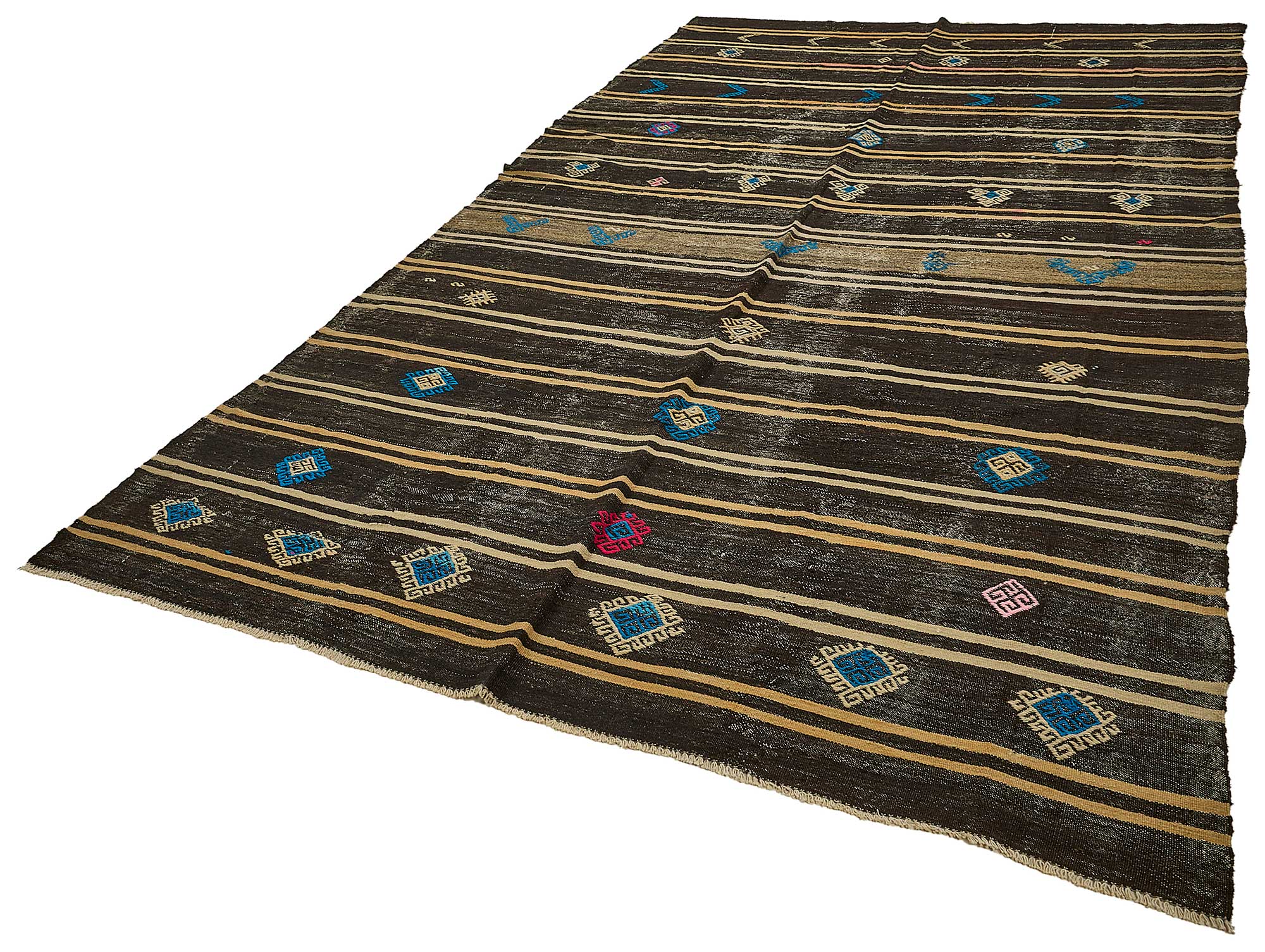 7x12 Vintage Turkish Goat Hair Kilim Rug - 51236