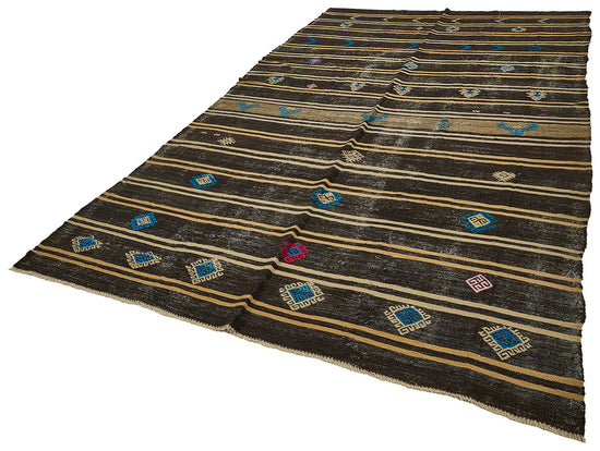 7x12 Vintage Turkish Goat Hair Kilim Rug - 51236