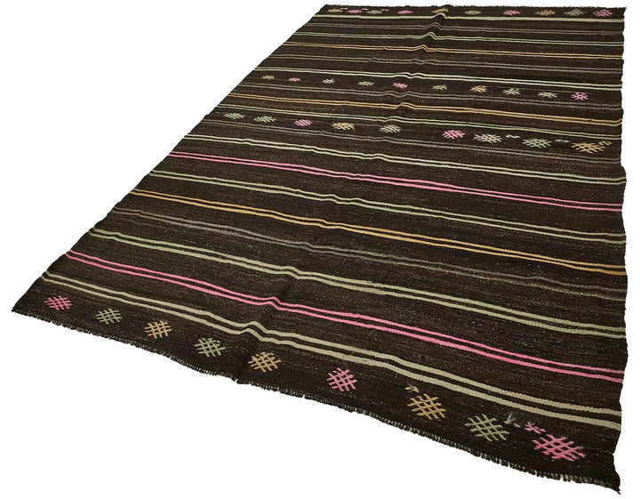 7x11 Vintage Turkish Goat Hair Kilim Rug - 51244