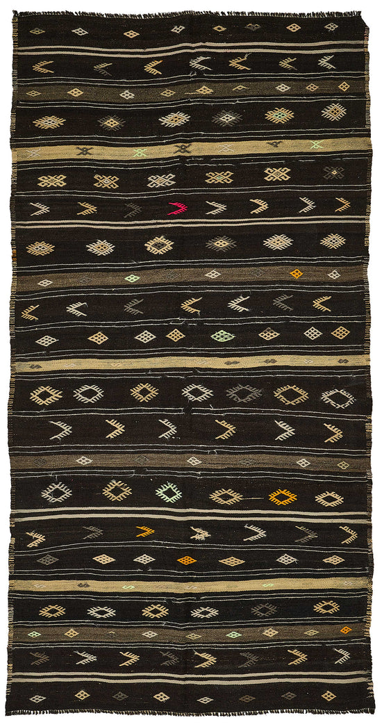 5x10 Vintage Turkish Goat Hair Kilim Rug - 51245