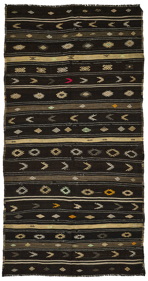 5x10 Vintage Turkish Goat Hair Kilim Rug - 51245