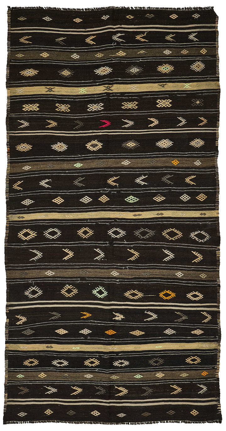 5x10 Vintage Turkish Goat Hair Kilim Rug - 51245