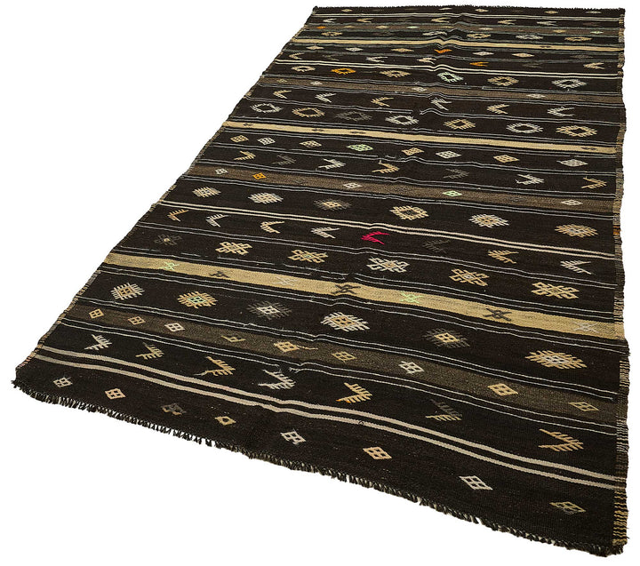 5x10 Vintage Turkish Goat Hair Kilim Rug - 51245
