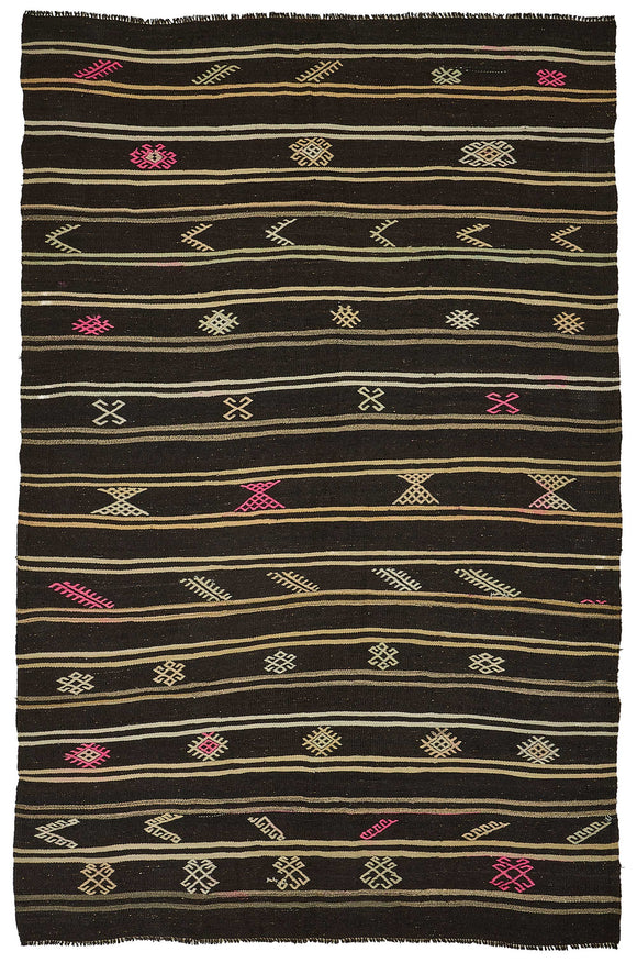 7x10 Vintage Turkish Goat Hair Kilim Rug - 51246