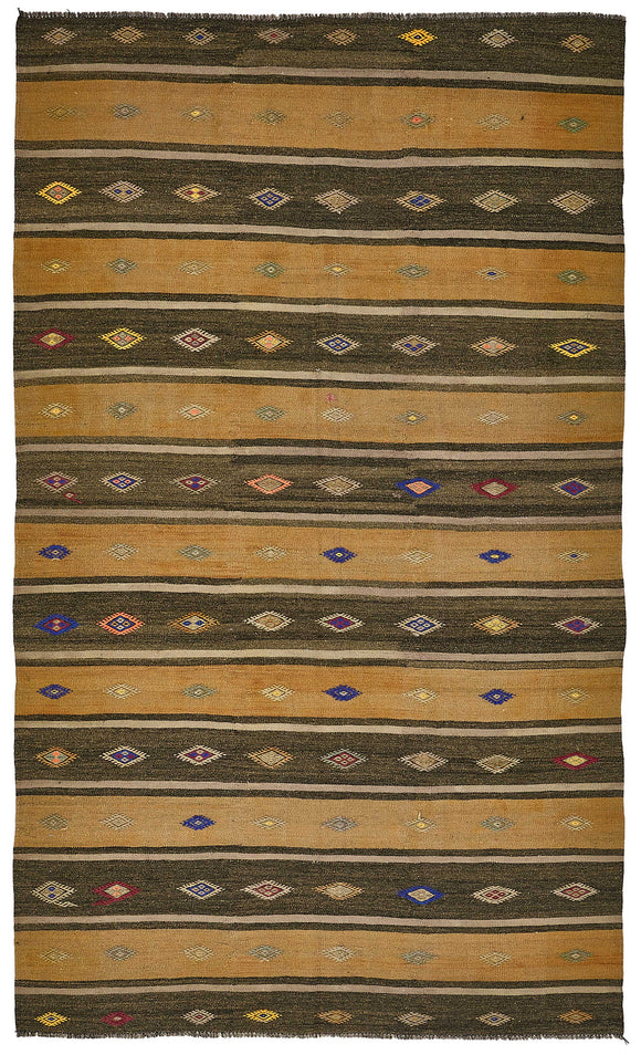 5x9 Vintage Turkish Goat Hair Kilim Rug - 51249