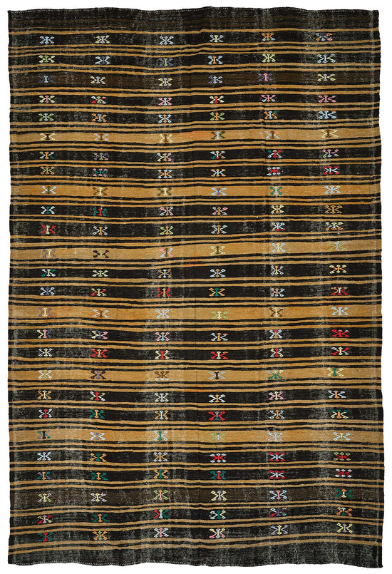 8x11 Vintage Turkish Goat Hair Kilim Rug - 51251
