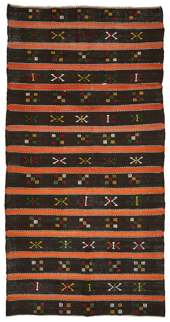 5x11 Vintage Turkish Goat Hair Kilim Rug - 51253