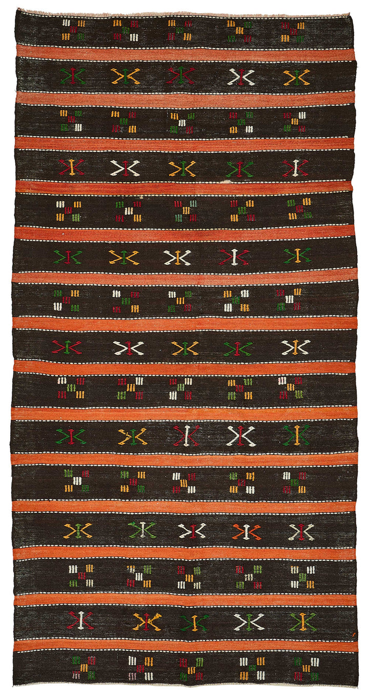 5x11 Vintage Turkish Goat Hair Kilim Rug - 51253