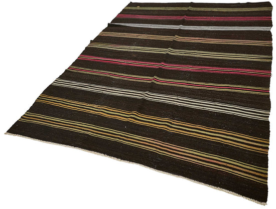 7x10 Vintage Turkish Goat Hair Kilim Rug - 51257