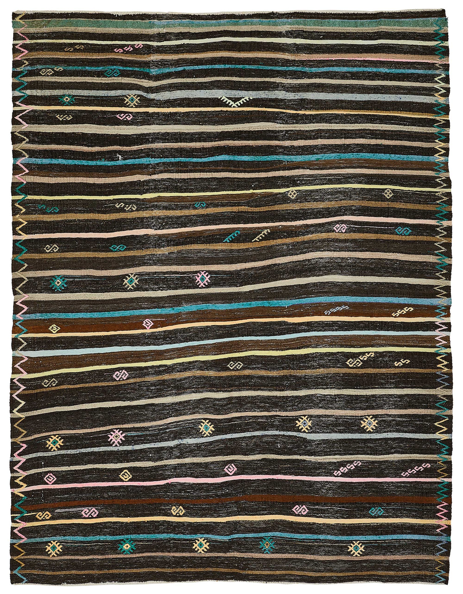 7x9 Vintage Turkish Goat Hair Kilim Rug - 51261