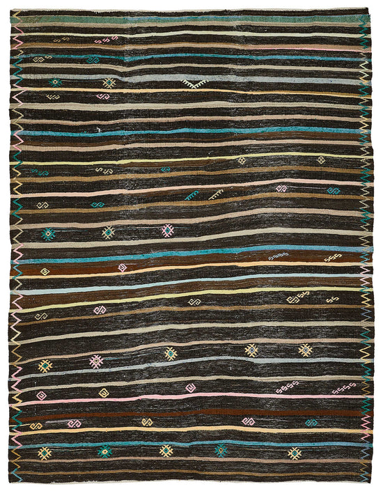 7x9 Vintage Turkish Goat Hair Kilim Rug - 51261