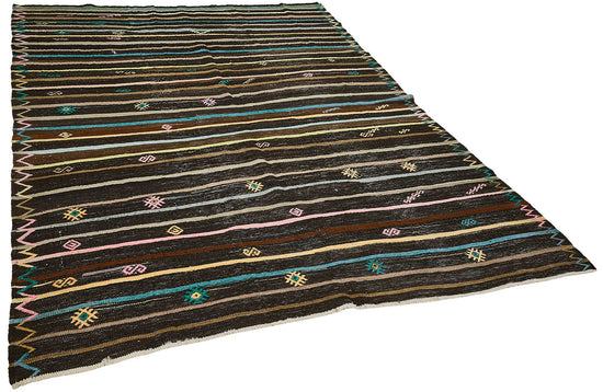 7x9 Vintage Turkish Goat Hair Kilim Rug - 51261