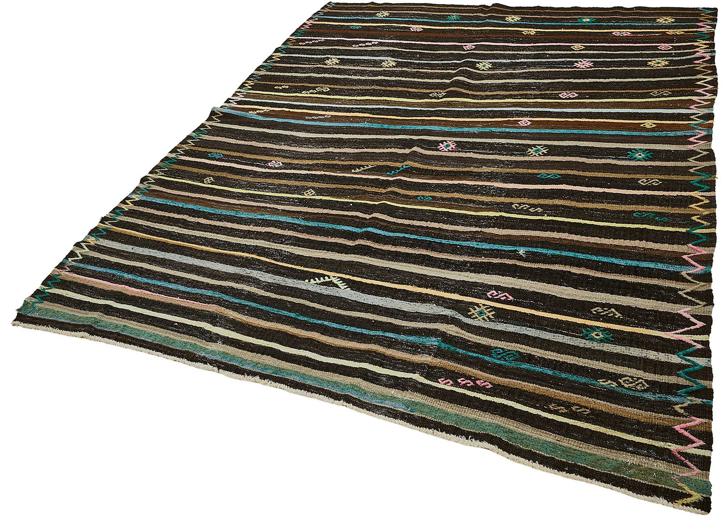 7x9 Vintage Turkish Goat Hair Kilim Rug - 51261
