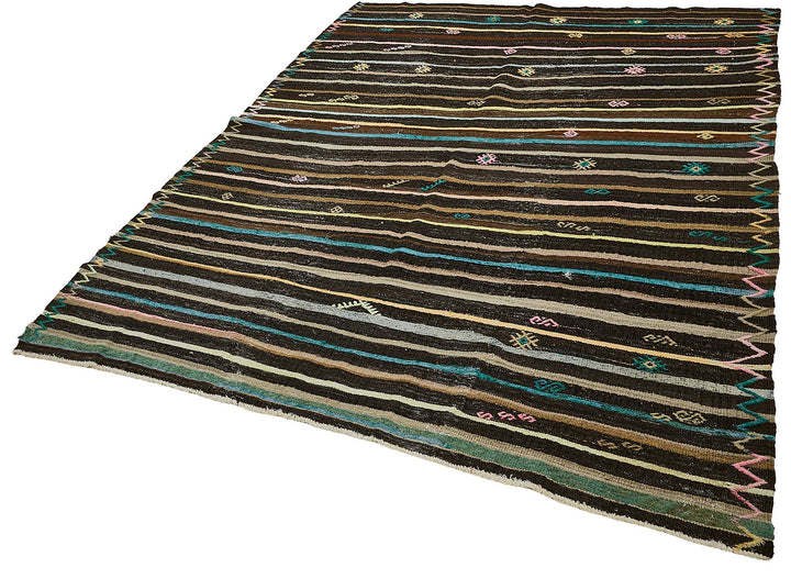 7x9 Vintage Turkish Goat Hair Kilim Rug - 51261