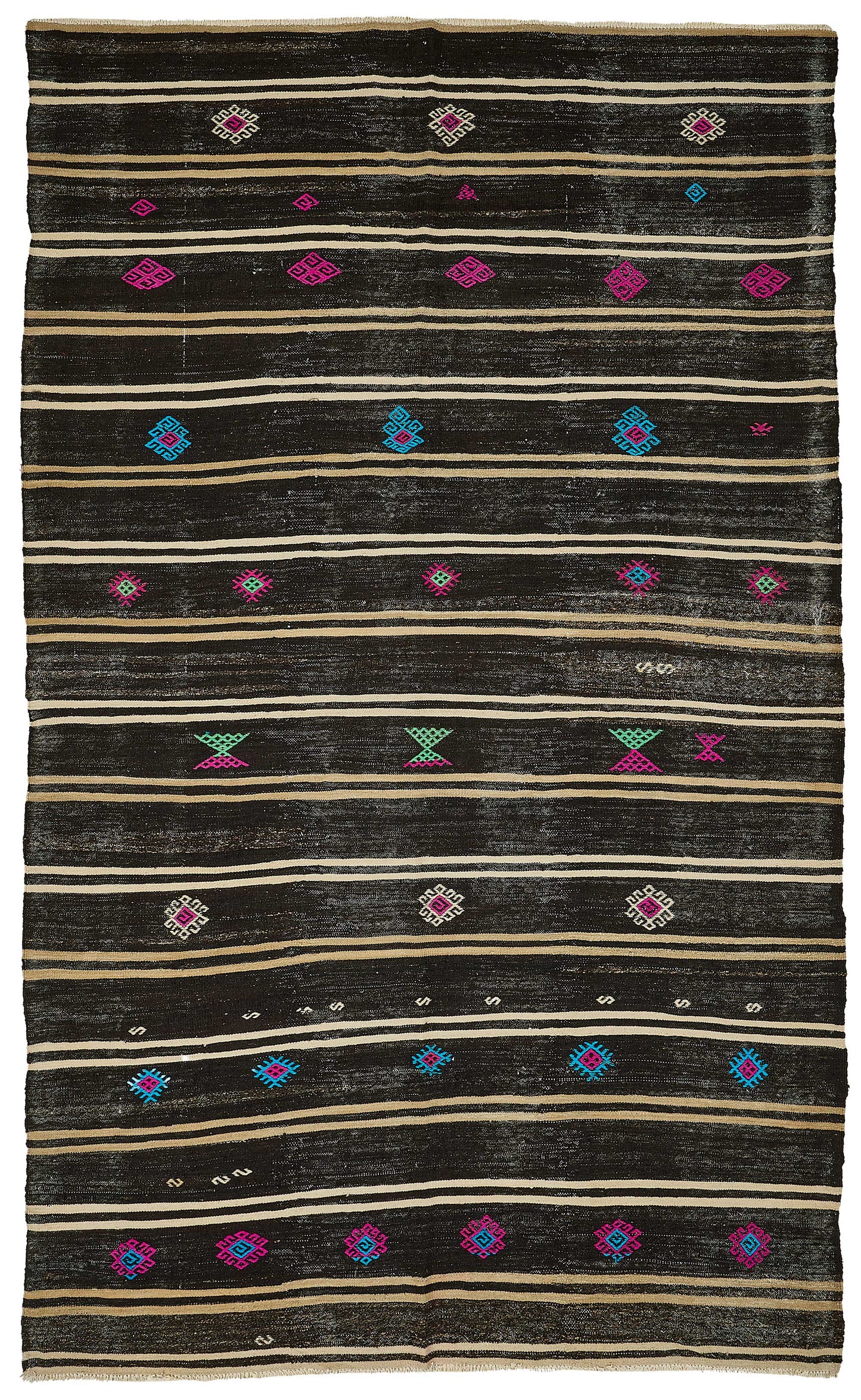 7x11 Vintage Turkish Goat Hair Kilim Rug - 51265