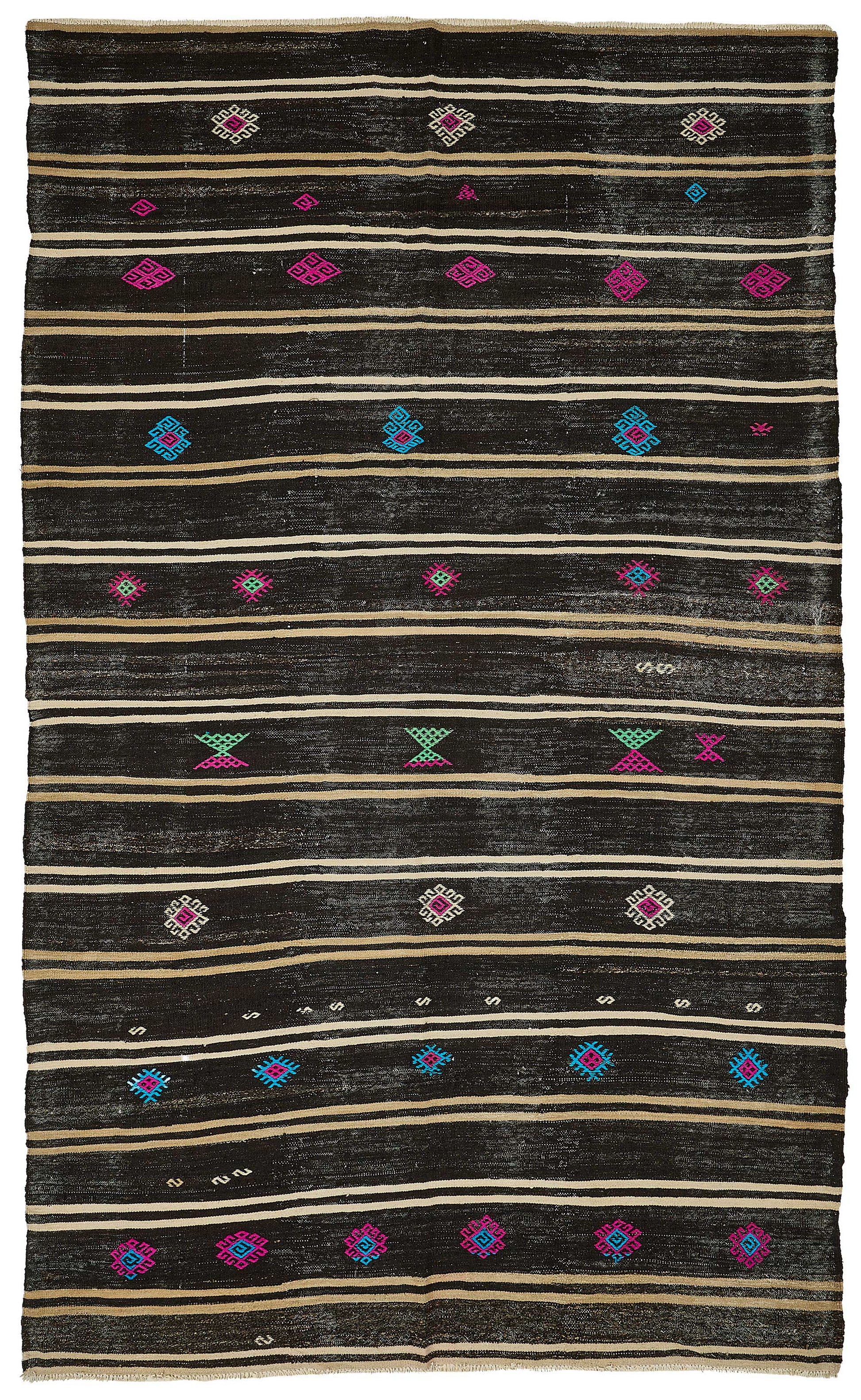 7x11 Vintage Turkish Goat Hair Kilim Rug - 51265
