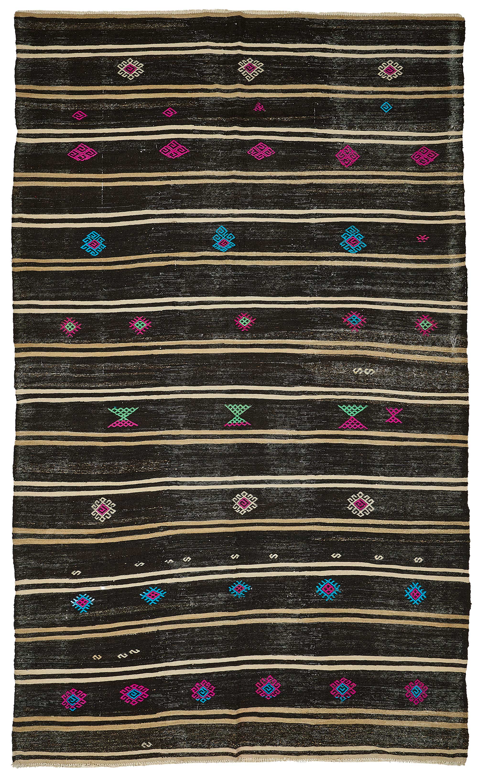 7x11 Vintage Turkish Goat Hair Kilim Rug - 51265