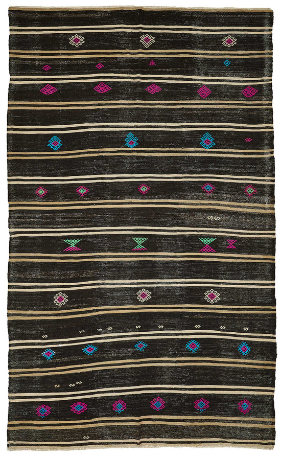 7x11 Vintage Turkish Goat Hair Kilim Rug - 51265