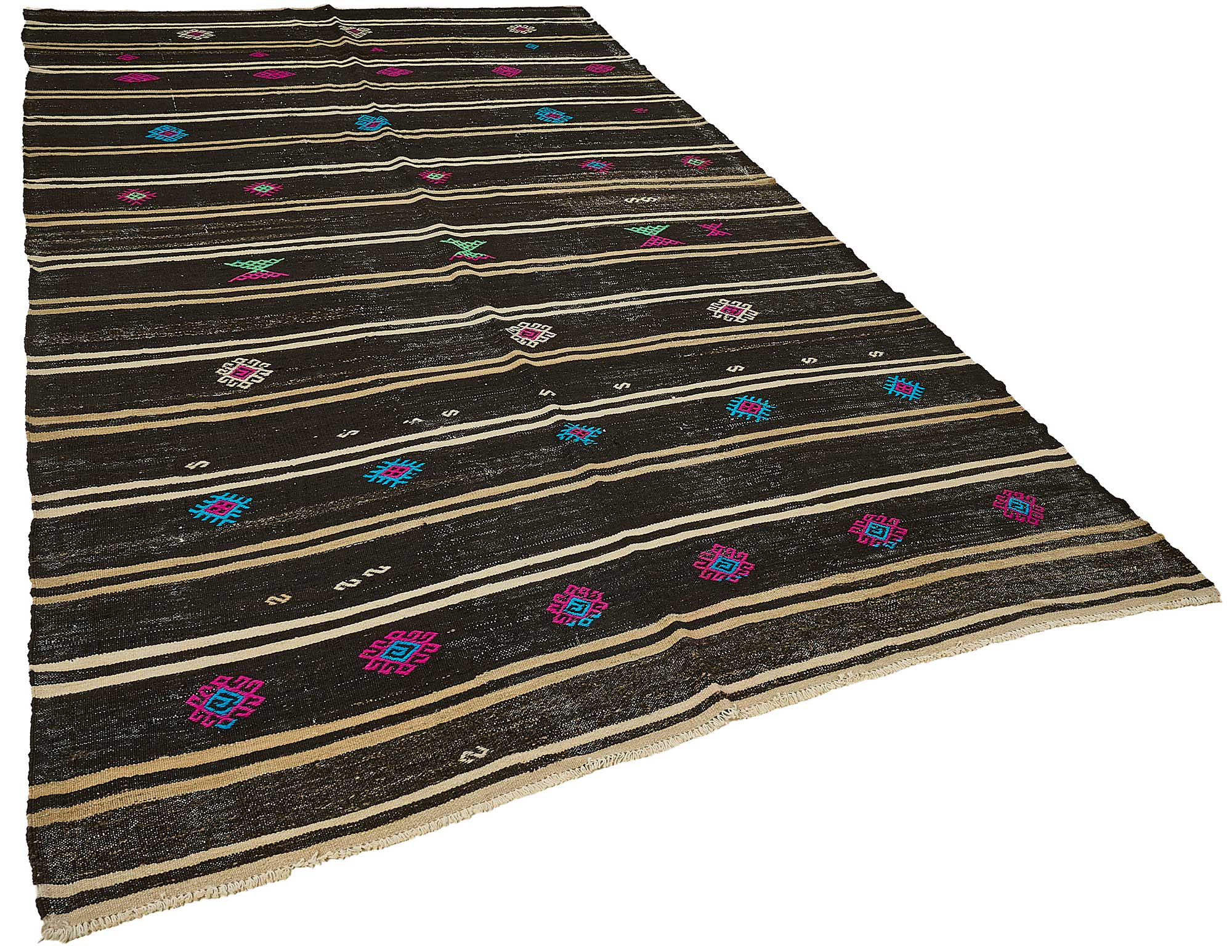 7x11 Vintage Turkish Goat Hair Kilim Rug - 51265