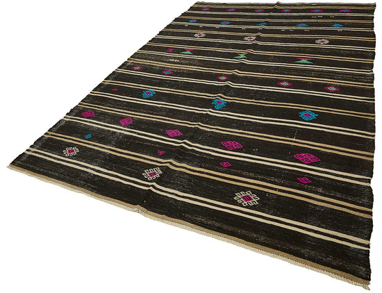 7x11 Vintage Turkish Goat Hair Kilim Rug - 51265