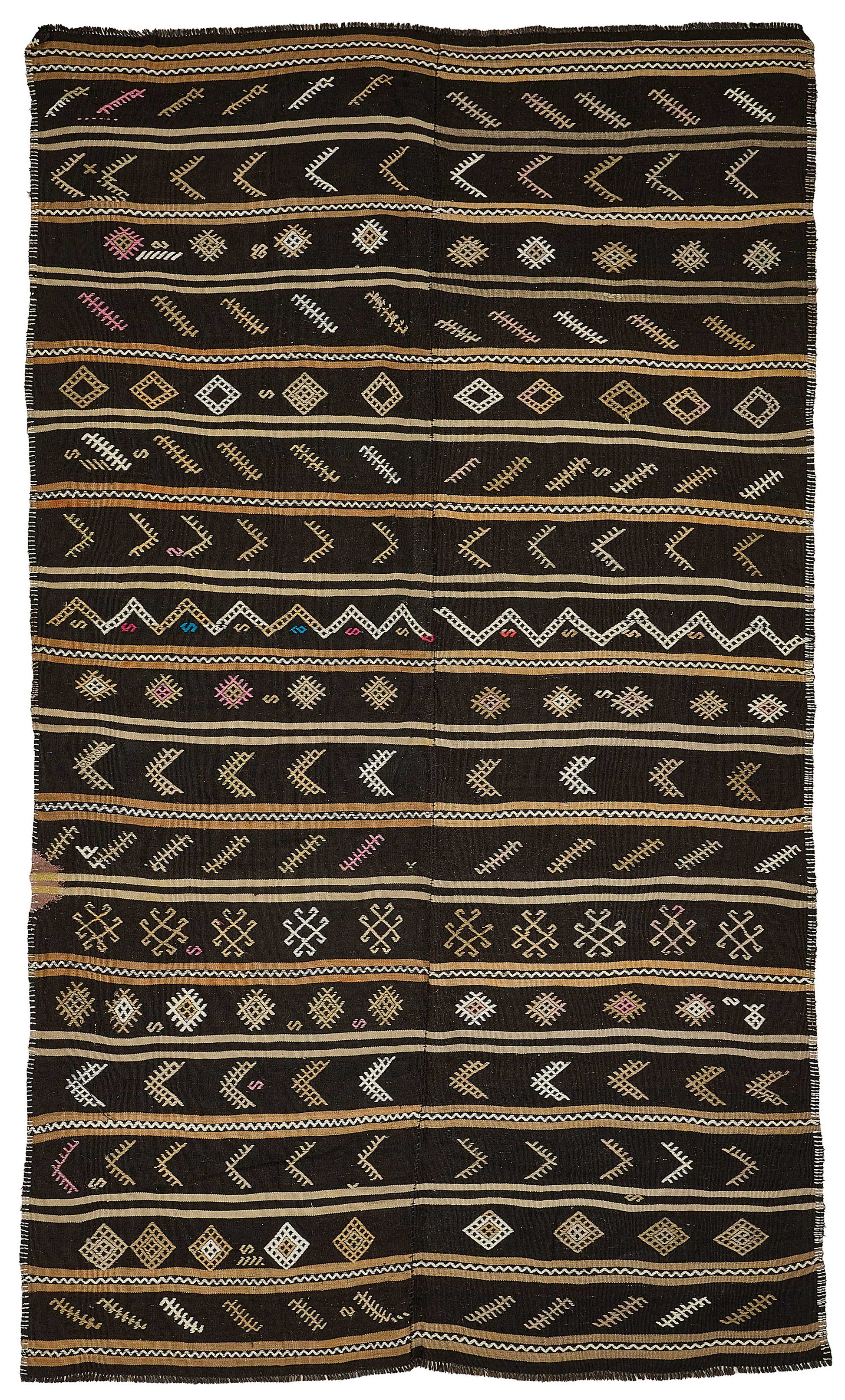 6x11 Vintage Turkish Goat Hair Kilim Rug - 51267