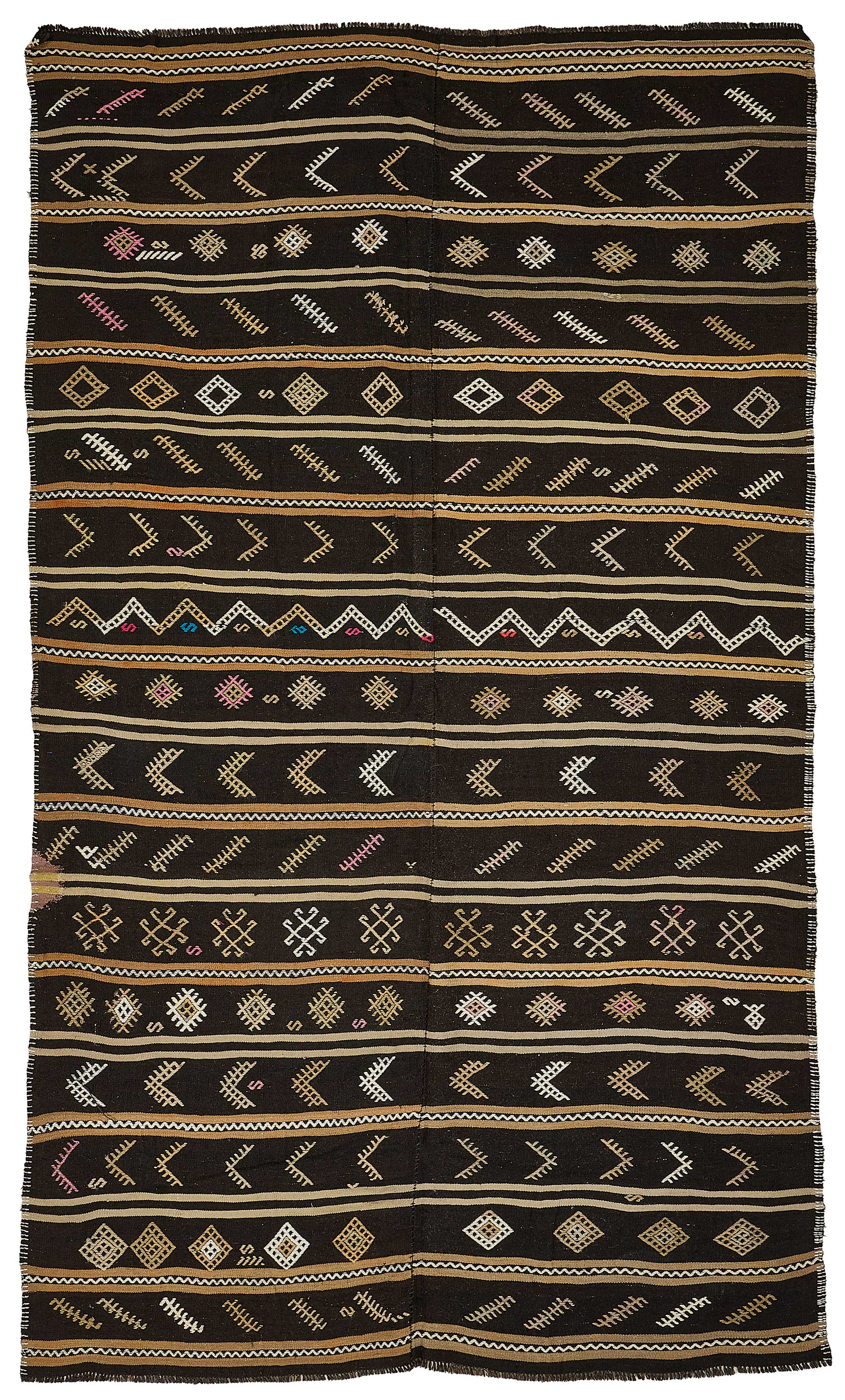 6x11 Vintage Turkish Goat Hair Kilim Rug - 51267