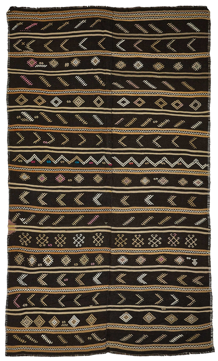 6x11 Vintage Turkish Goat Hair Kilim Rug - 51267