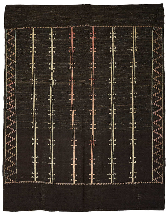 7x9 Vintage Turkish Goat Hair Kilim Rug - 51277