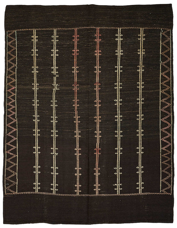 7x9 Vintage Turkish Goat Hair Kilim Rug - 51277