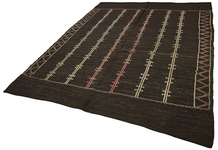 7x9 Vintage Turkish Goat Hair Kilim Rug - 51277