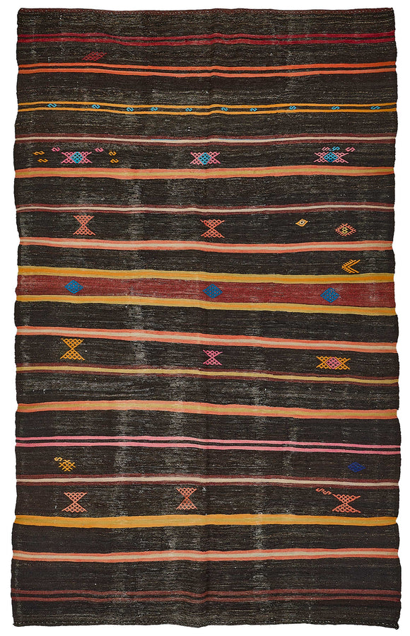 7x11 Vintage Turkish Goat Hair Kilim Rug - 51282