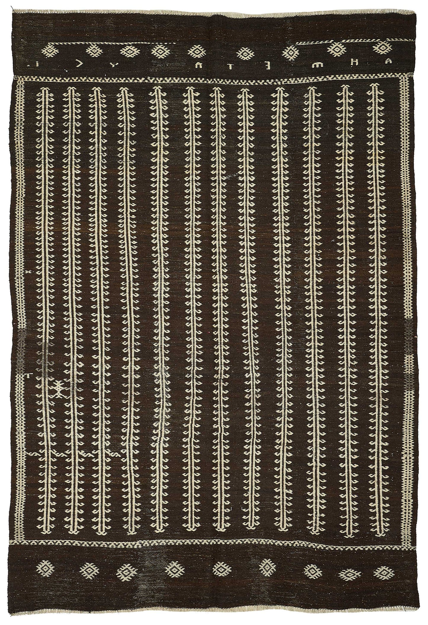 7x9 Vintage Turkish Goat Hair Kilim Rug - 51283