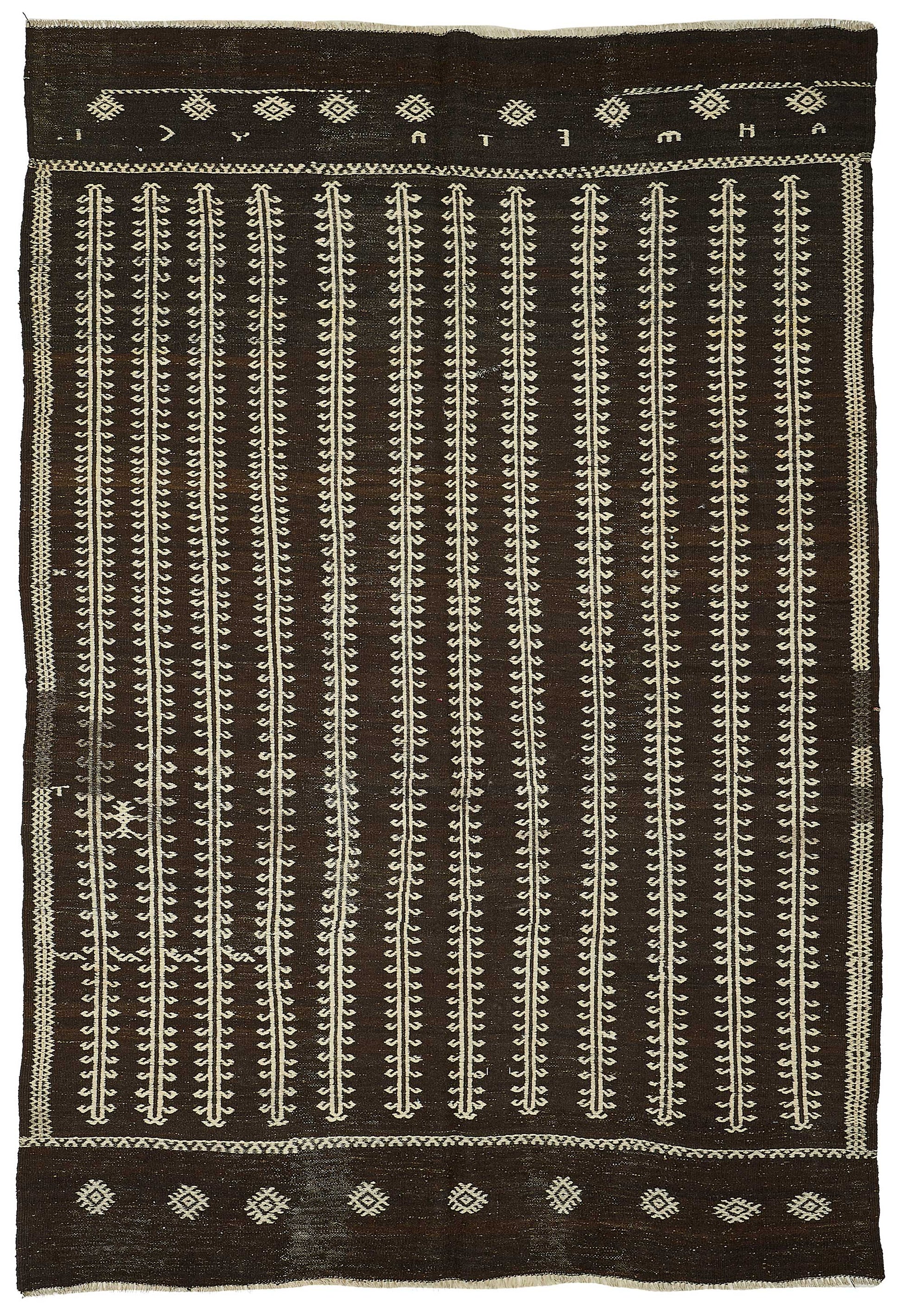 7x9 Vintage Turkish Goat Hair Kilim Rug - 51283