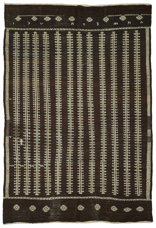 7x9 Vintage Turkish Goat Hair Kilim Rug - 51283