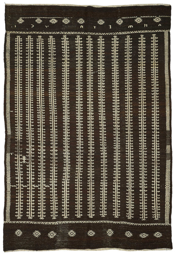 7x9 Vintage Turkish Goat Hair Kilim Rug - 51283
