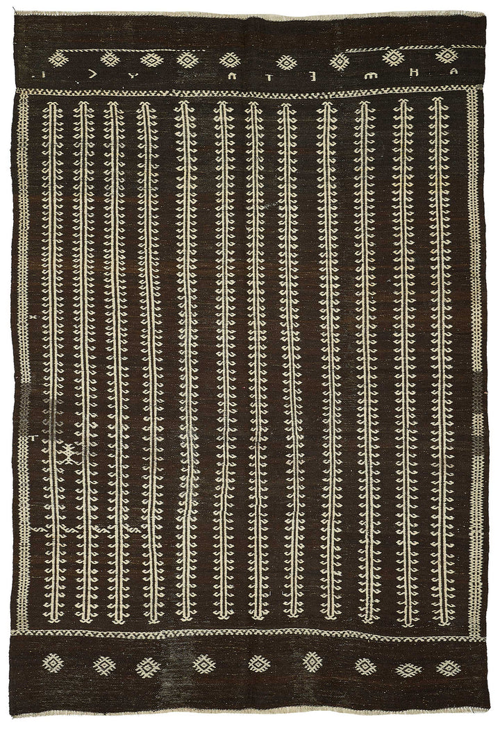 7x9 Vintage Turkish Goat Hair Kilim Rug - 51283
