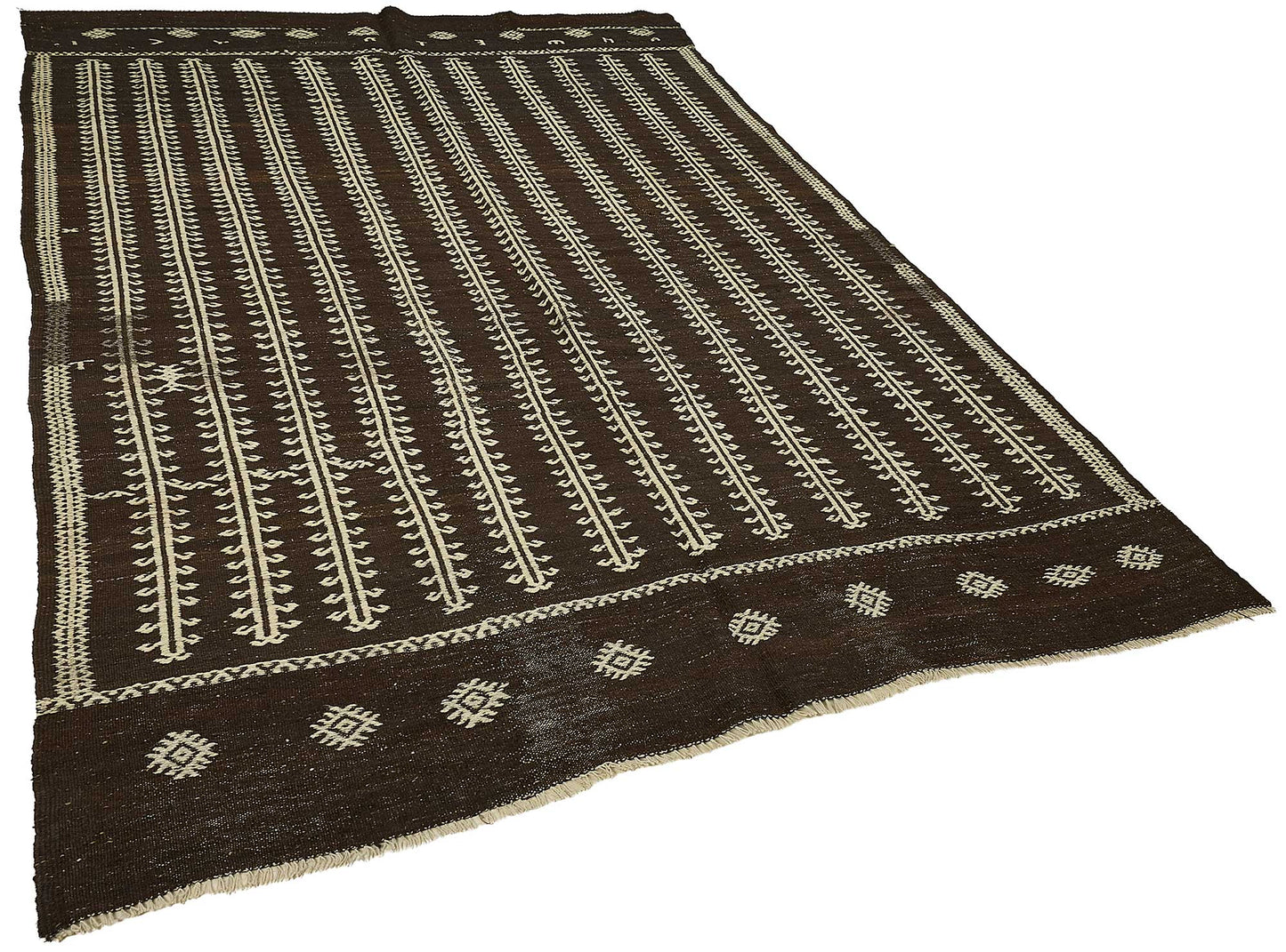 7x9 Vintage Turkish Goat Hair Kilim Rug - 51283