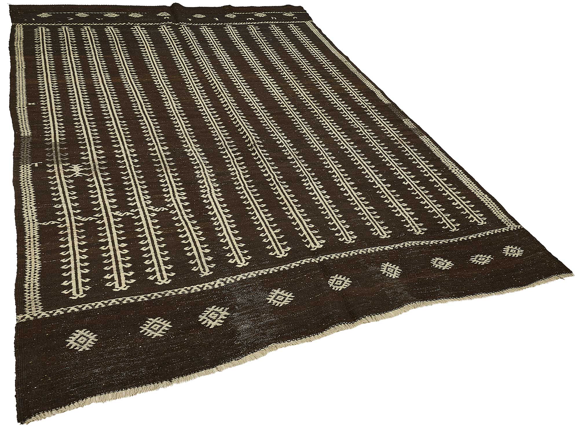 7x9 Vintage Turkish Goat Hair Kilim Rug - 51283