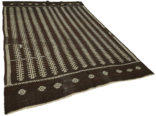 7x9 Vintage Turkish Goat Hair Kilim Rug - 51283