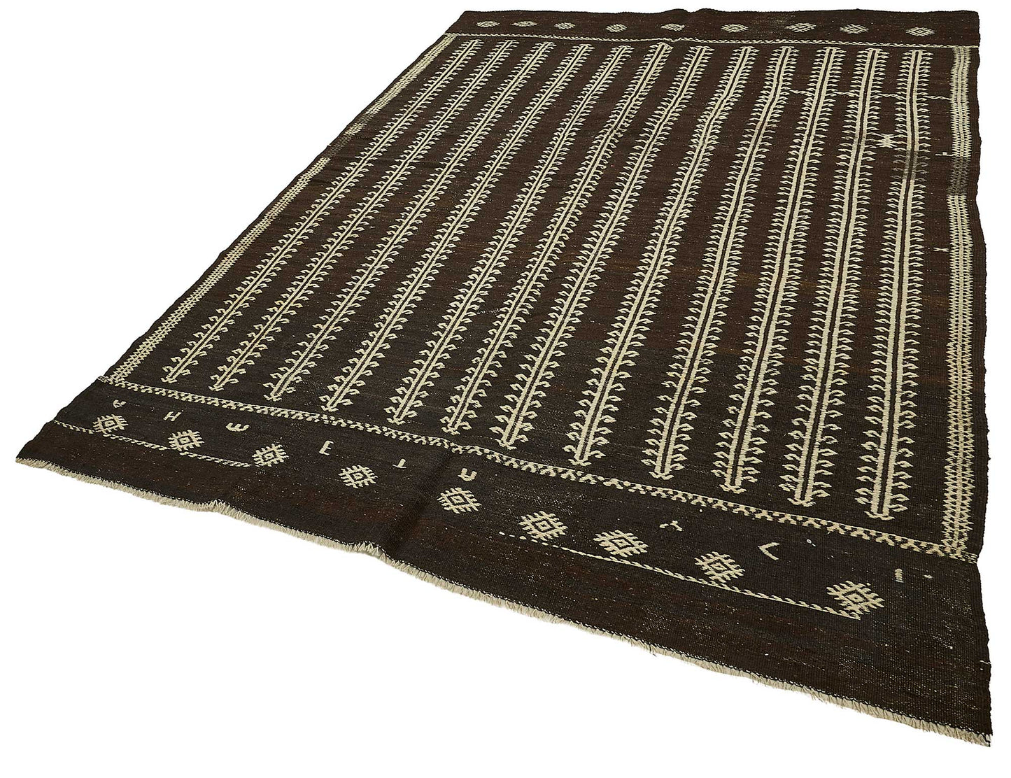7x9 Vintage Turkish Goat Hair Kilim Rug - 51283
